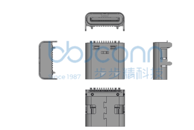 TYPE-C 16P female socket L=8.35 CH=1.67 4 pins on the board with column terminal SMT